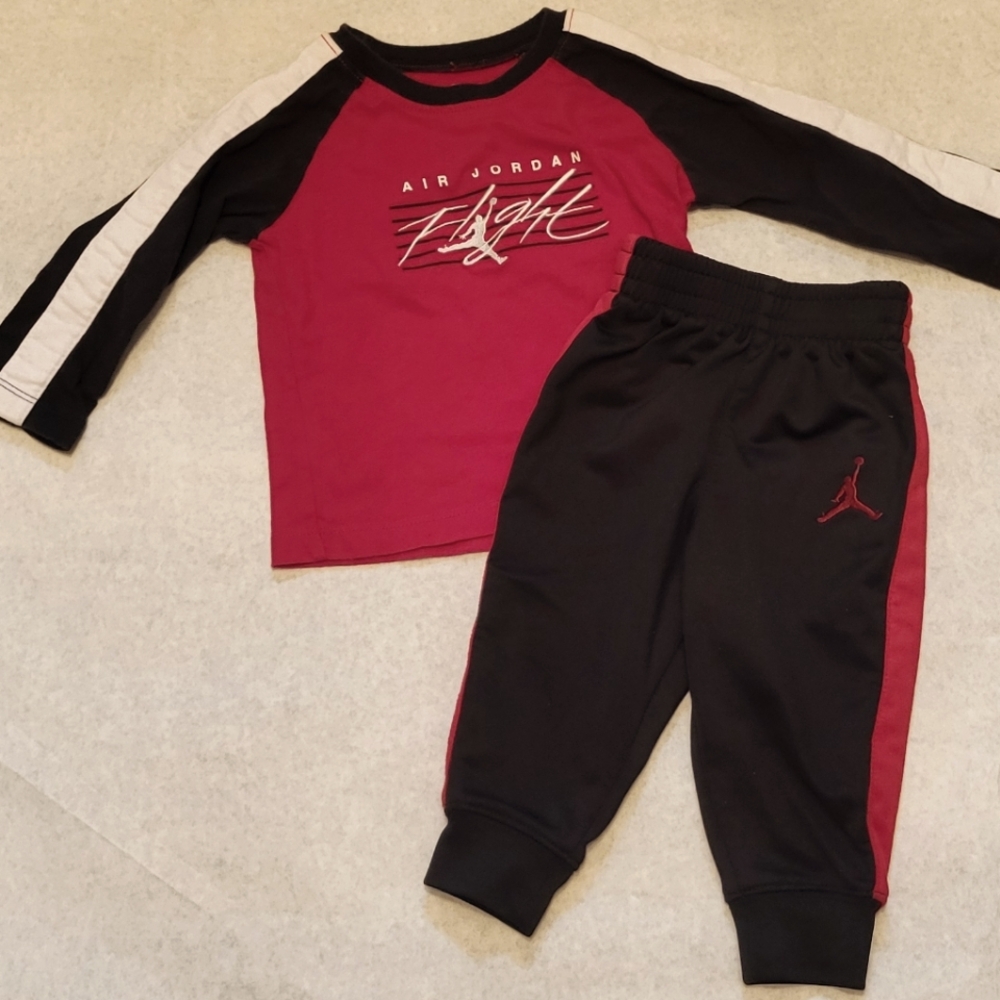 Air Jordan red/black long sleeved tee shirt with matching joggers